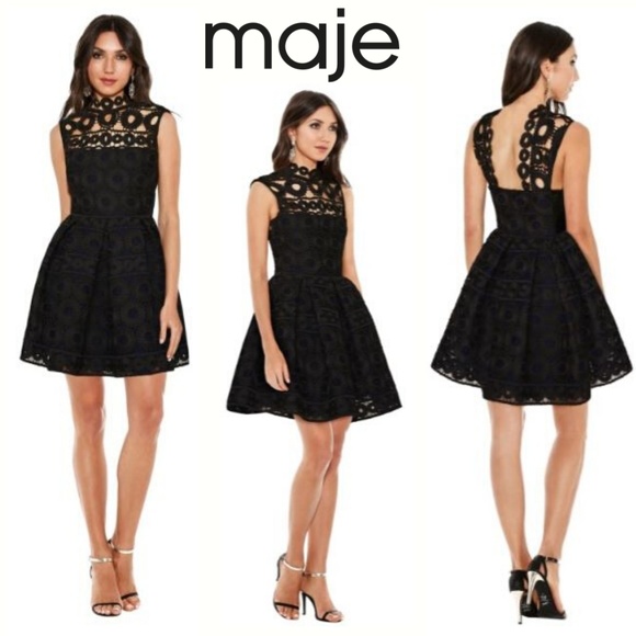 Maje • Rodeo Lace Fit & Flare Party Mini Dress M - Picture 3 of 7